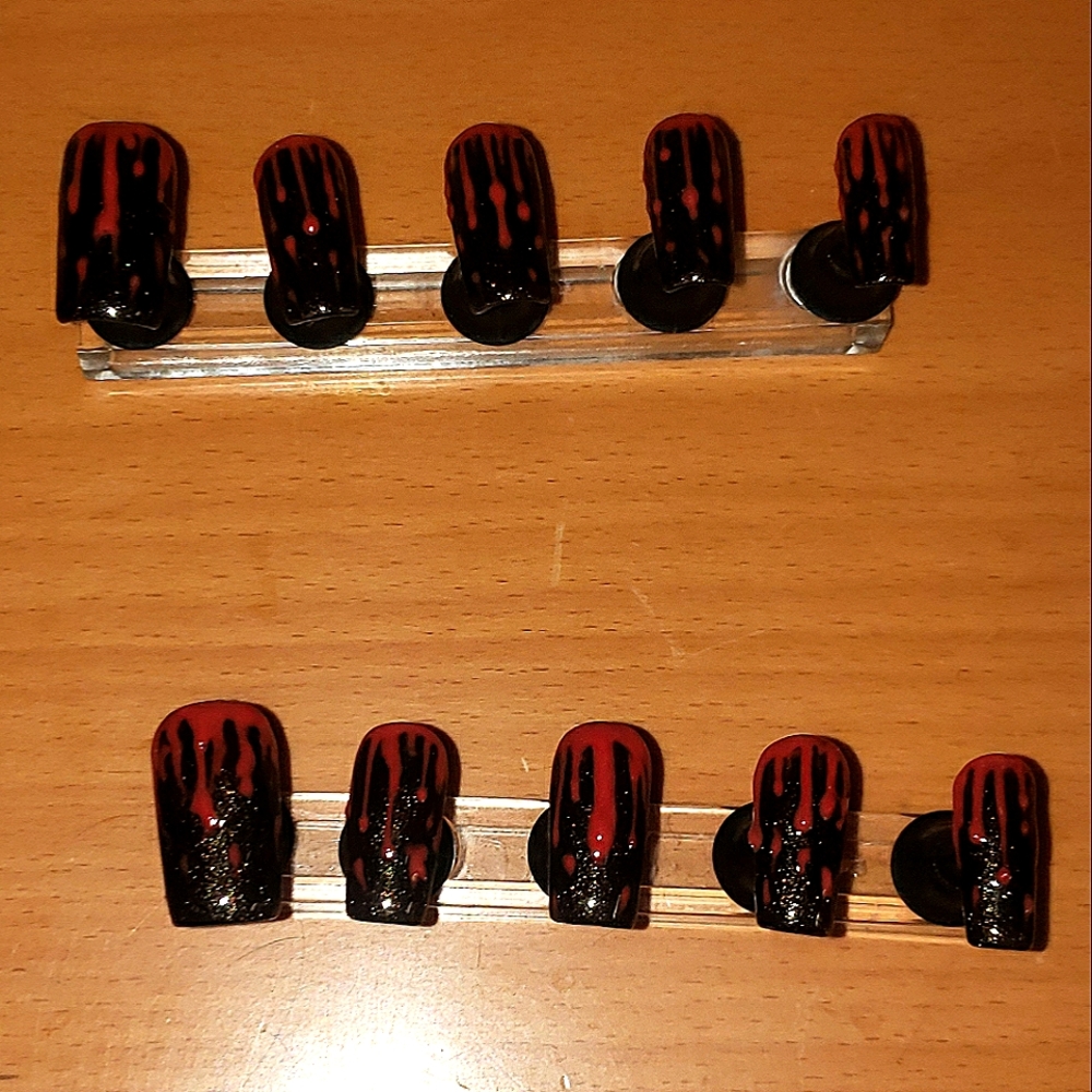 Blood Drip Press On Nails/Acrylic Nails/Glue Ons/3D Blood Drips/Hand painted